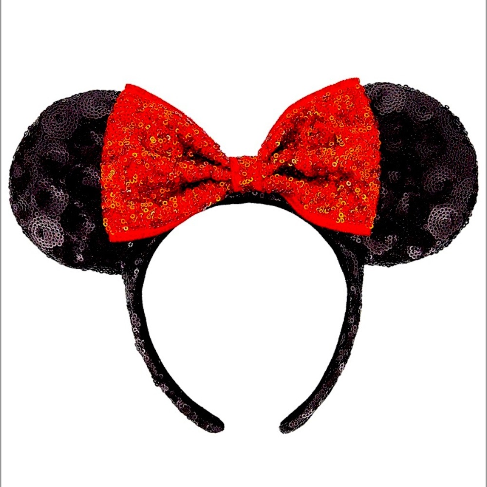 Minnie Mouse red bow sequence ear headband
